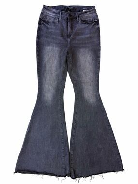 😍 JUDY BLUE Faded Black Ultra Flare Jeans with Frayed Hem